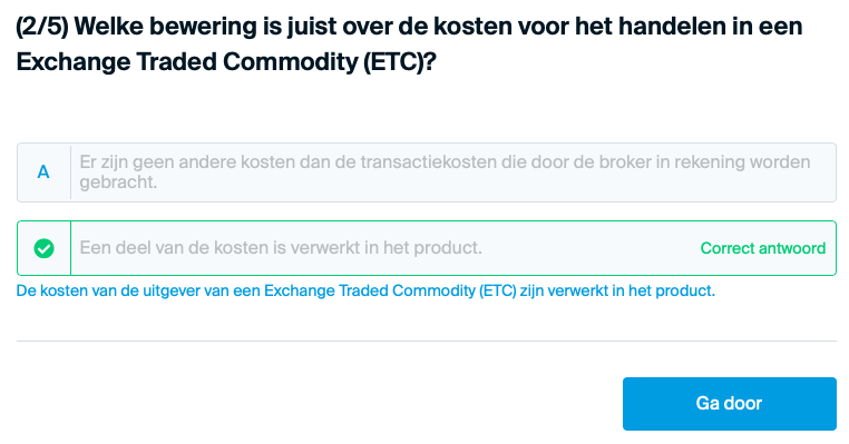 Wat voor kosten zitten in een ETC?