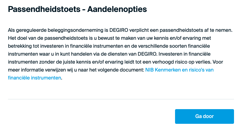Passendheidstoets Aandelenopties