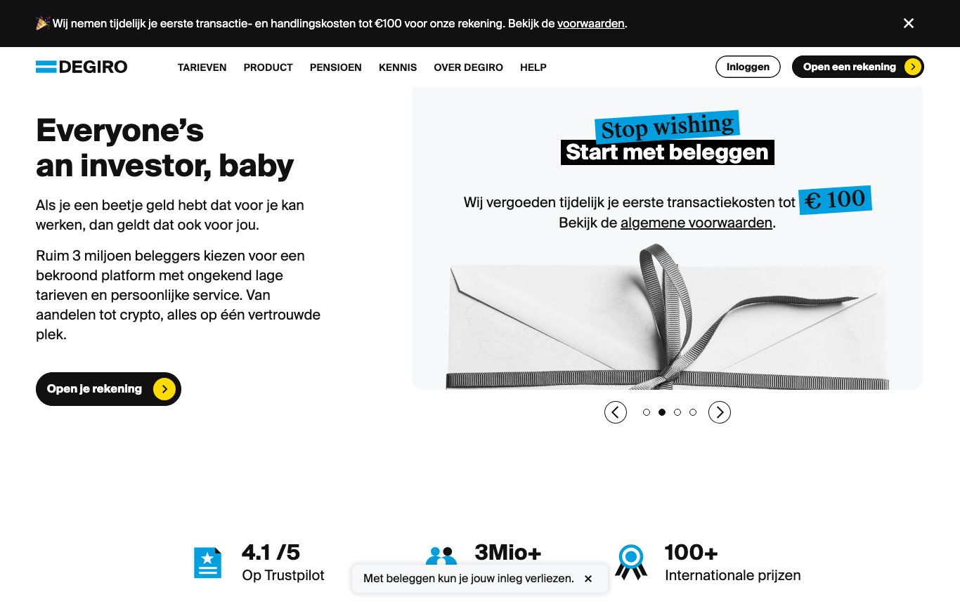 De website en het platform van DEGIRO