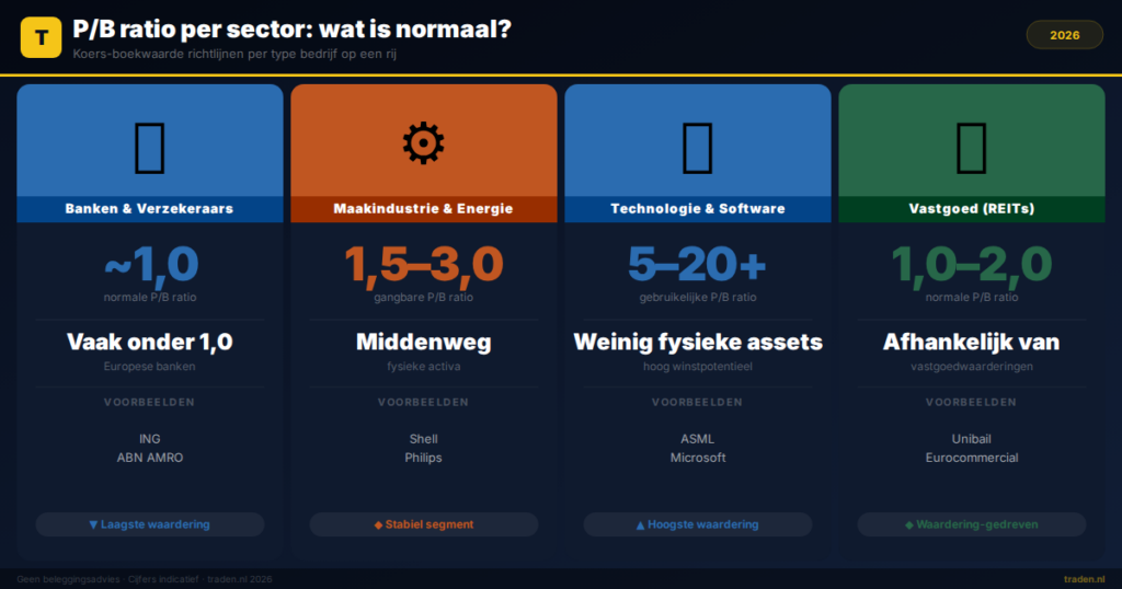 P/B ratio per sector: wat is normaal?